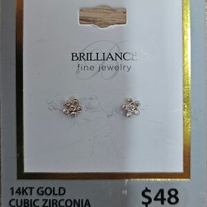 Brilliance Gold Flower Earrings with Cubic Zirconia